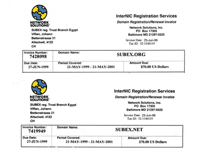 Registrierung der Domain www.subex.org